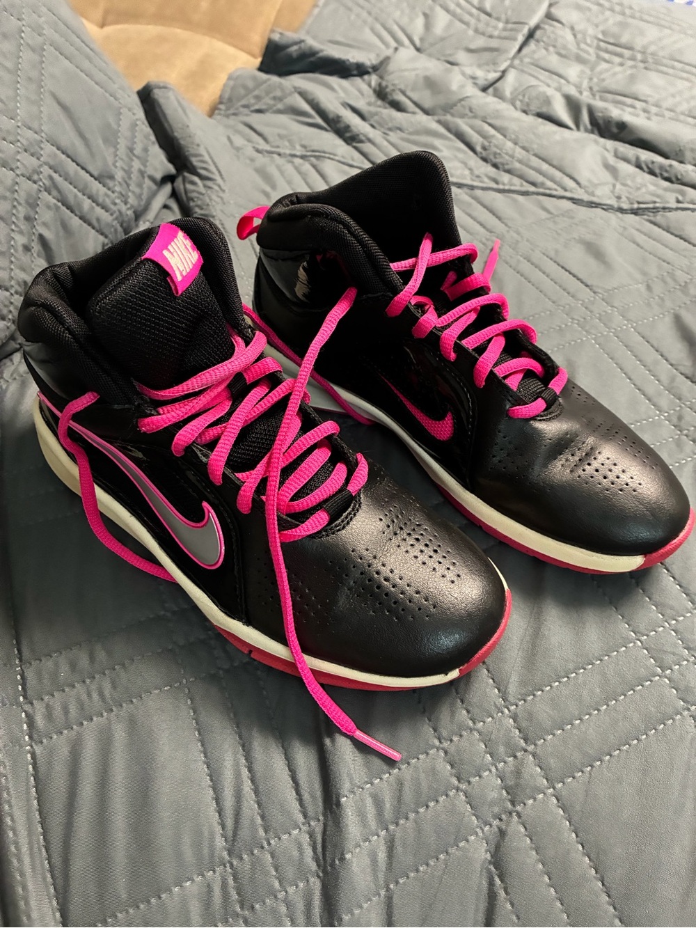 Nike Women’s Black and Hot Pink High-Top Sneakers